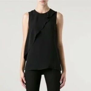 THEORY Luxury Black 100 Silk Sleeveless Tank Top S